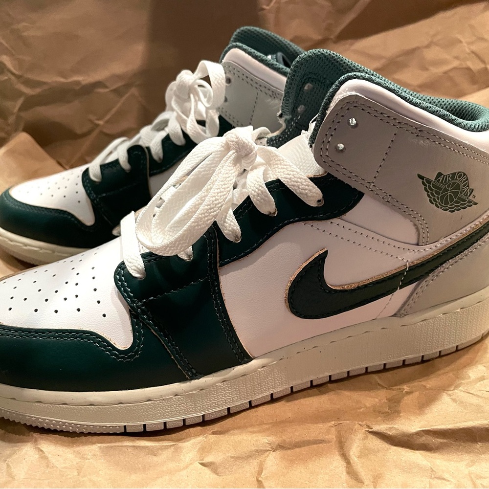 Nike Air Jordan 1 Mid Green and White
